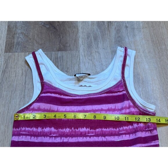 90s Knit Works Large Pink Striped Sleeveless Double Layer Tank Top - Picture 4 of 5